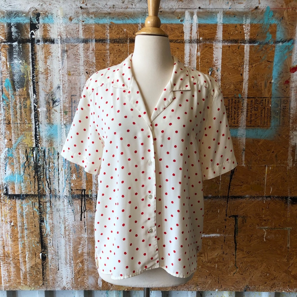 Vintage Liz Claiborne Short Sleeve Polka Blouse 8